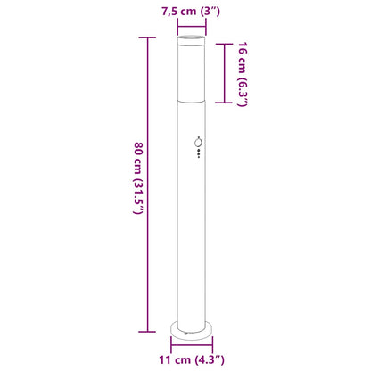 Lampioni a dissuasore con sensore 3 pz 80 cm Acciaio Inox IP44 | homemem39