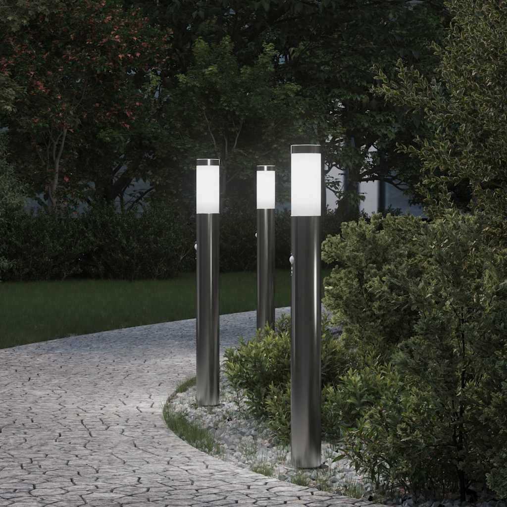 Lampioni a dissuasore con sensore 3 pz 80 cm Acciaio Inox IP44 | homemem39