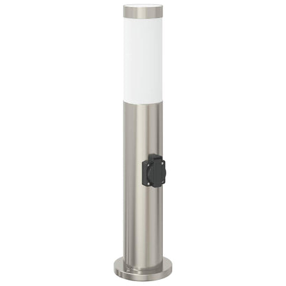 Lampada a paletto con presa elettrica 50 cm Acciaio Inox IP44