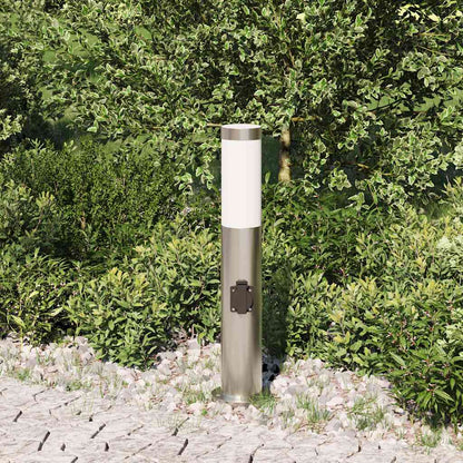 Lampada a paletto con presa elettrica 50 cm Acciaio Inox IP44