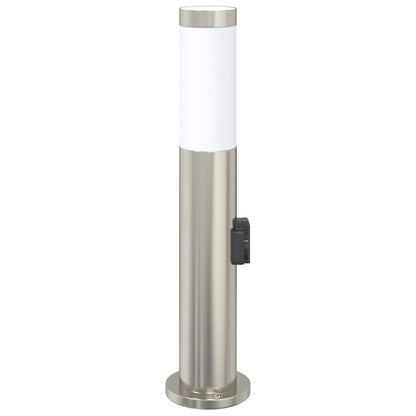 Lampada a paletto con presa elettrica 50 cm Acciaio Inox IP44