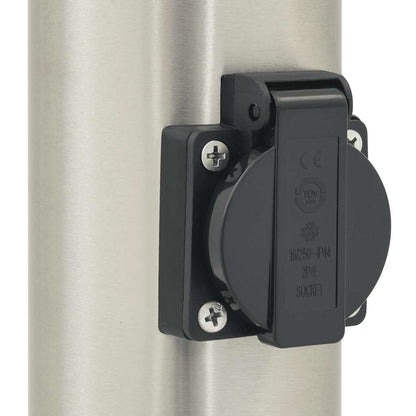 Lampada a paletto con presa elettrica 50 cm Acciaio Inox IP44