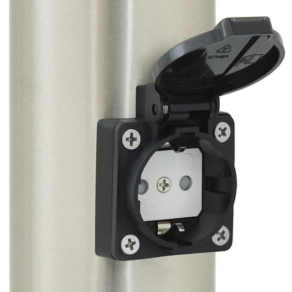 Lampada a paletto con presa elettrica 50 cm Acciaio Inox IP44