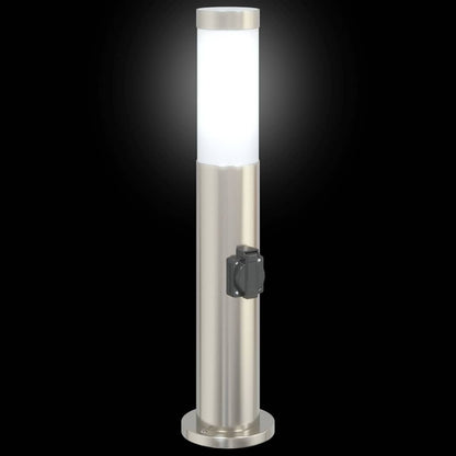 Lampioni a palo con presa elettrica 3 pz 50 cm Acciaio Inox IP44 | homemem39
