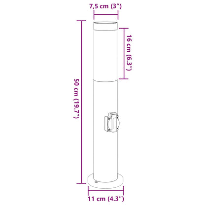 Lampioni a palo con presa elettrica 3 pz 50 cm Acciaio Inox IP44 | homemem39