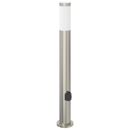 Lampada a paletto con presa elettrica 80 cm Acciaio Inox IP44 | homemem39