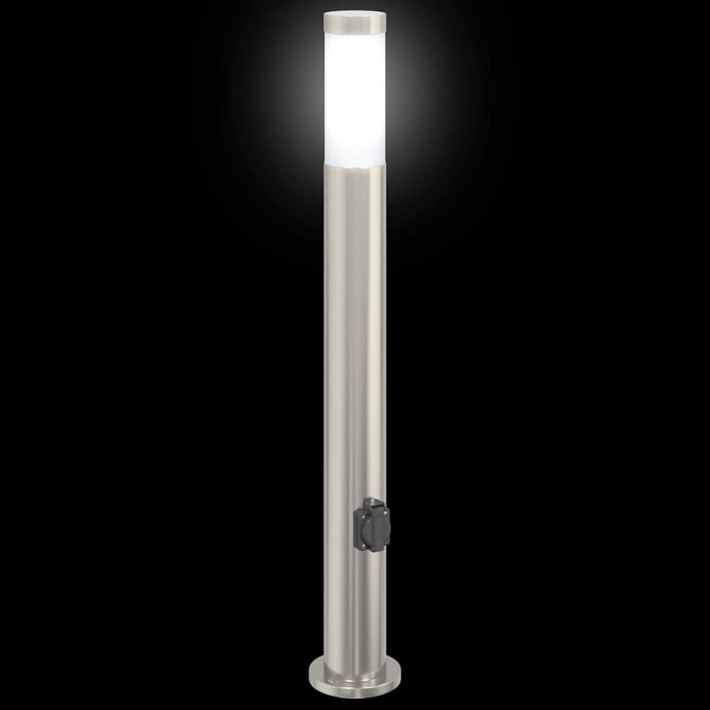Lampada a paletto con presa elettrica 80 cm Acciaio Inox IP44 | homemem39