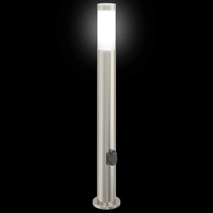 Lampada a paletto con presa elettrica 80 cm Acciaio Inox IP44 | homemem39