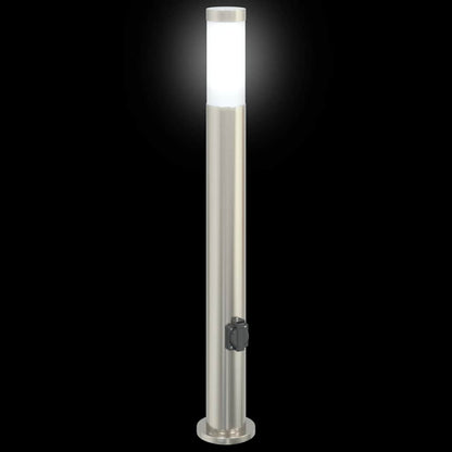 Lampioni a palo con presa elettrica 3 pz 80 cm Acciaio Inox IP44 | homemem39