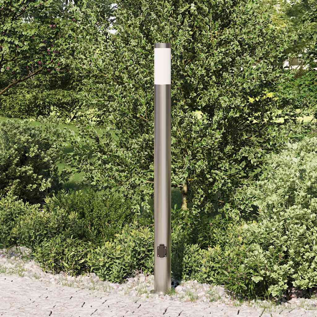 Lampada a paletto con presa elettrica 110 cm Acciaio Inox IP44 | homemem39