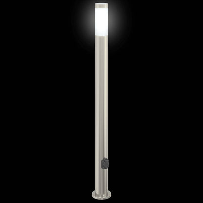 Lampada a paletto con presa elettrica 110 cm Acciaio Inox IP44 | homemem39