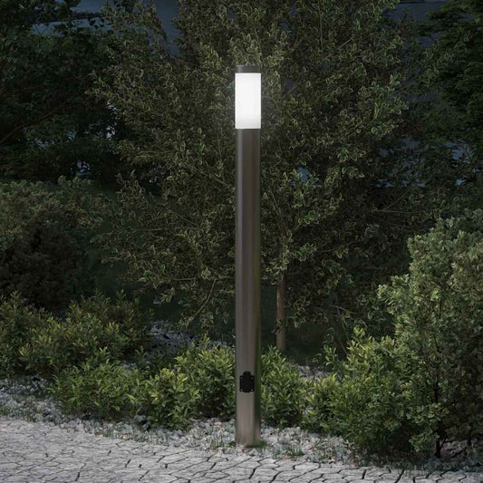 Lampada a paletto con presa elettrica 110 cm Acciaio Inox IP44 | homemem39