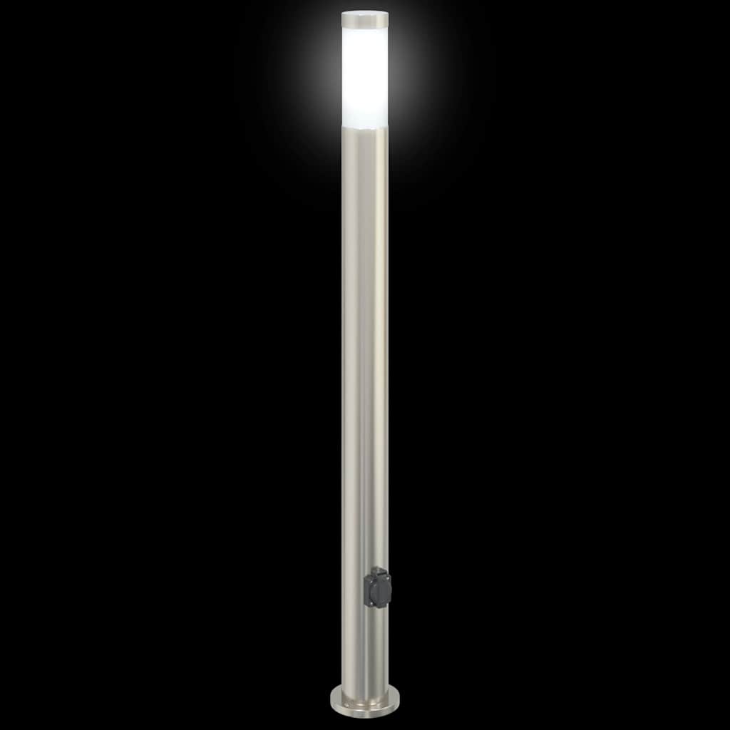 Lampioni a colonnina con presa elettrica 3 pz 110 cm Acciaio Inox IP44 | homemem39