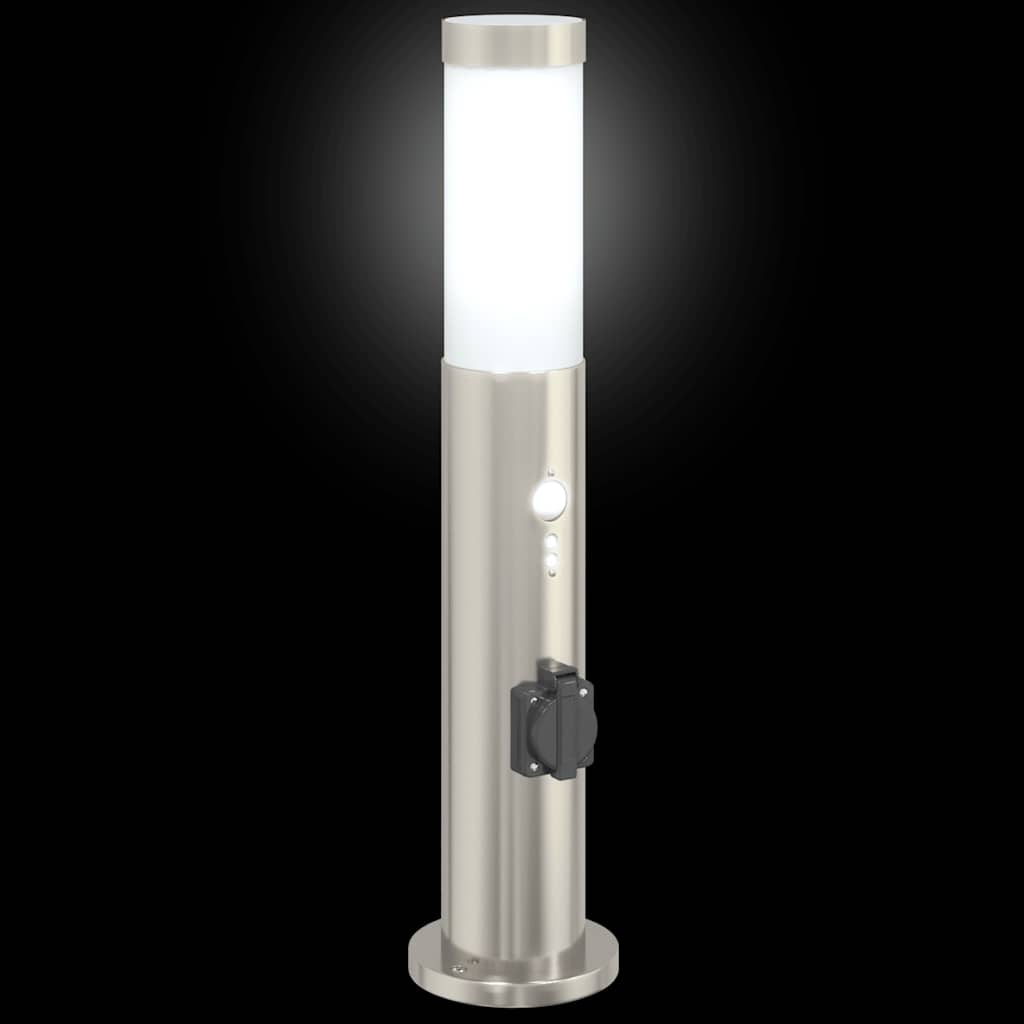 Lampada a paletto con sensore e presa 50 cm Acciaio Inox IP44 | homemem39