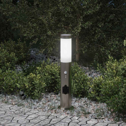 Lampada a paletto con sensore e presa 50 cm Acciaio Inox IP44 | homemem39