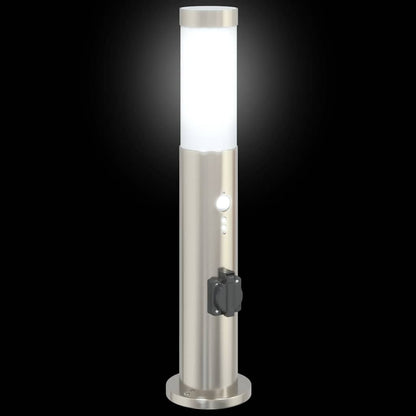 Lampioni a dissuasore con sensore e presa 3 pz 50 cm Acciaio Inox IP44 | homemem39