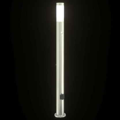 Lampada a paletto con sensore e presa 110 cm Acciaio Inox IP44 | homemem39