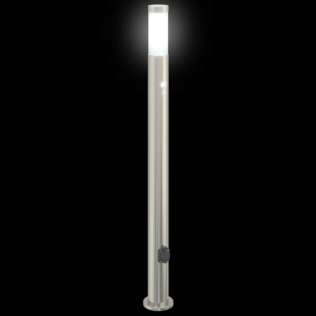 Lampioni a dissuasore con sensore e presa 3 pz 110 cm Acciaio Inox IP44 | homemem39