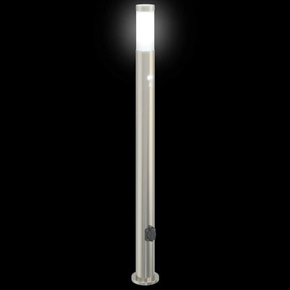 Lampioni a dissuasore con sensore e presa 3 pz 110 cm Acciaio Inox IP44 | homemem39
