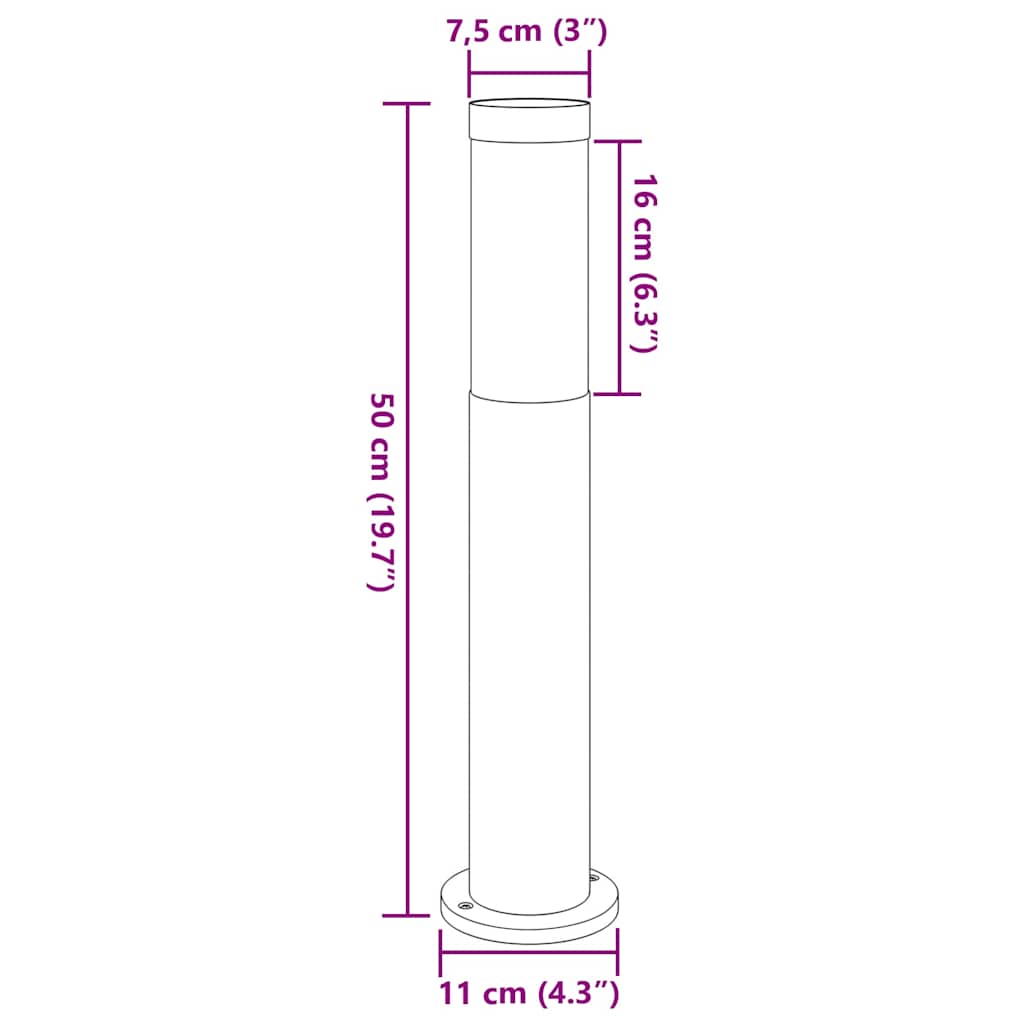Lampioni a palo 3 pz 50 cm Acciaio Inox IP44 | homemem39