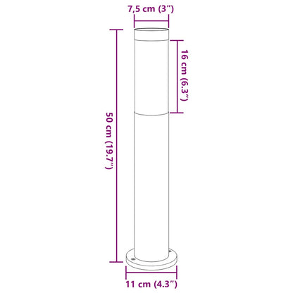 Lampioni a palo 3 pz 50 cm Acciaio Inox IP44 | homemem39