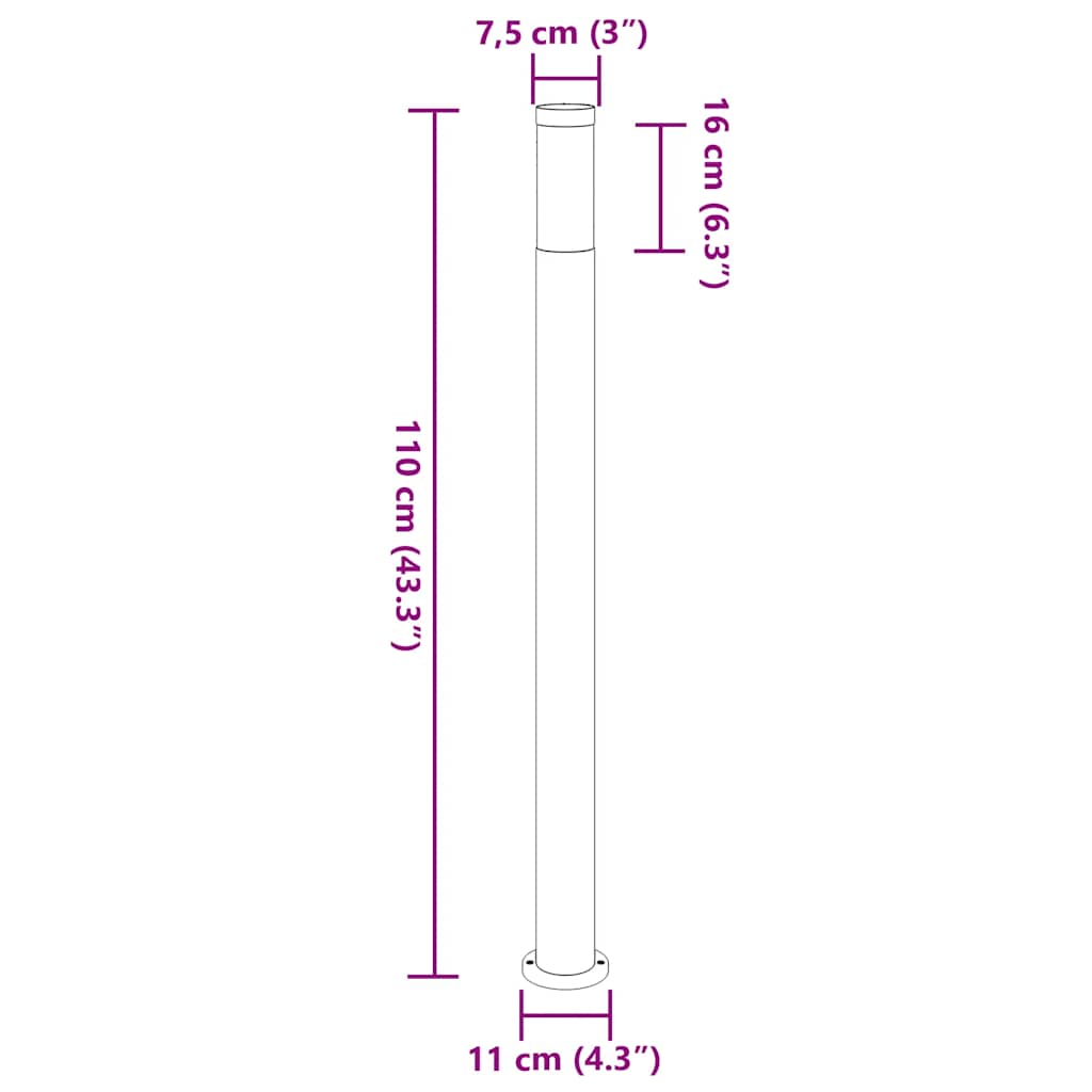 Lampioni a palo 3 pz 110 cm Acciaio Inox IP44 | homemem39