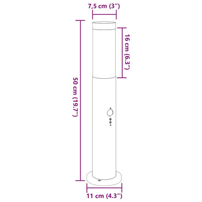 Lampada a paletto con sensore 50 cm Acciaio Inox IP44 | homemem39