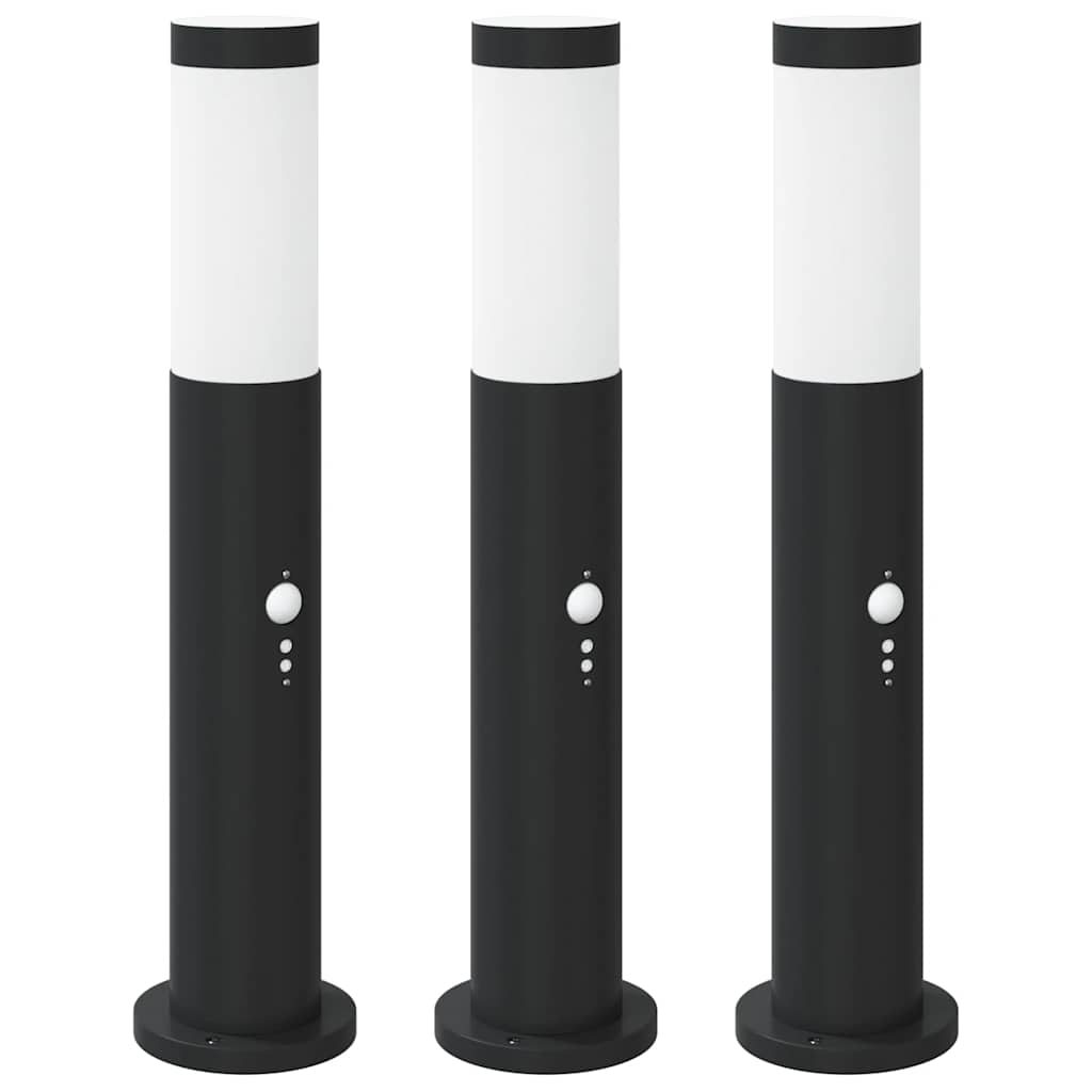 Lampioni a paletto con sensore 3 pz 50 cm Acciaio Inox IP44 | homemem39