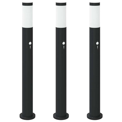 Lampioni a dissuasore con sensore 3 pz 80 cm Acciaio Inox IP44 | homemem39