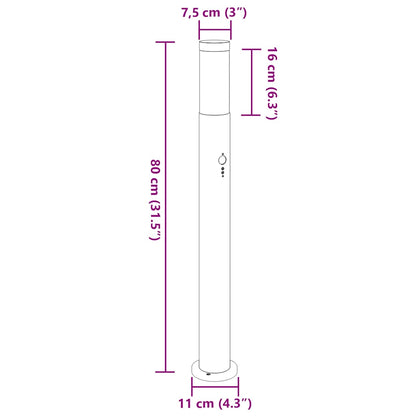 Lampioni a dissuasore con sensore 3 pz 80 cm Acciaio Inox IP44 | homemem39