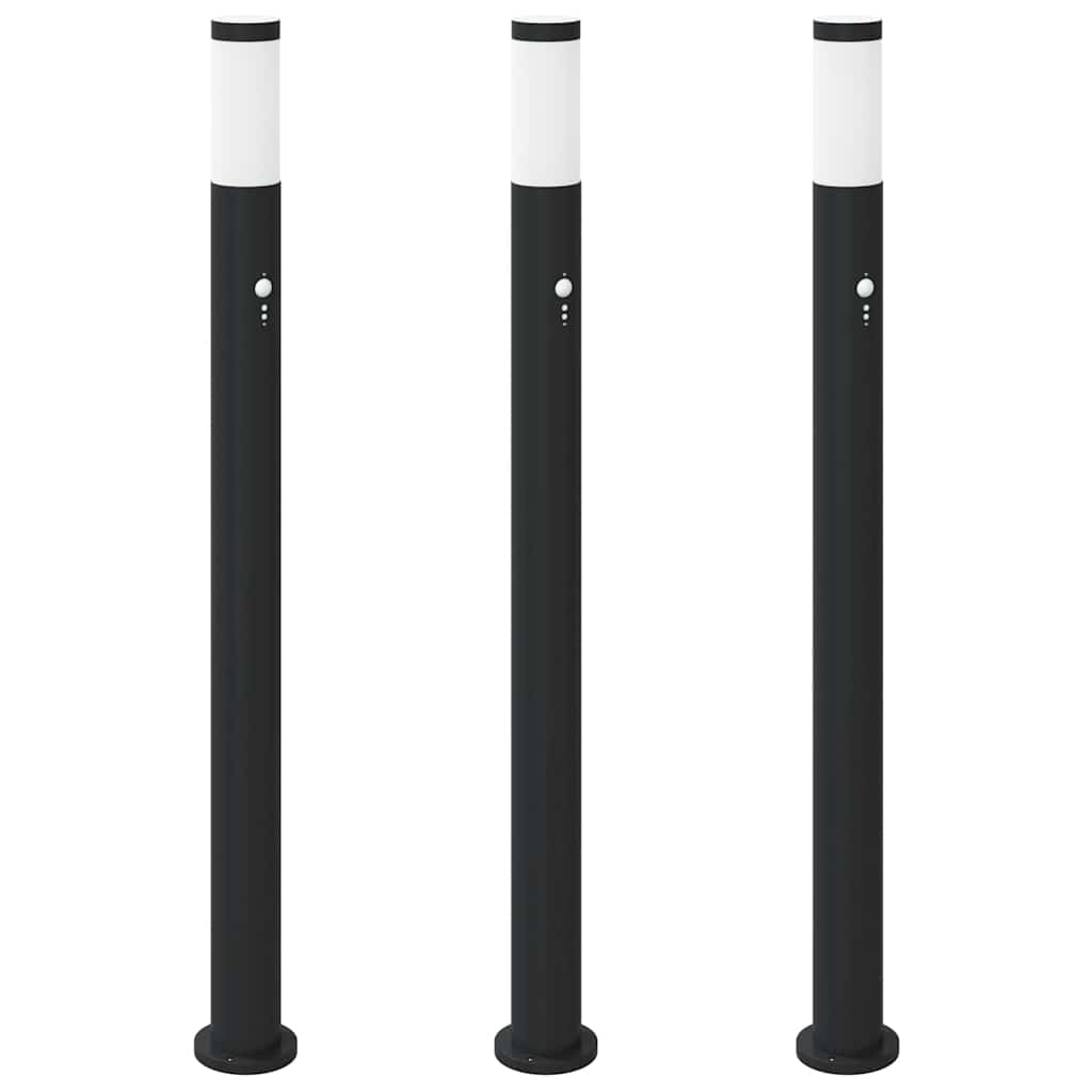 Lampioni a paletto con sensore 3 pz 110 cm Acciaio Inox IP44 | homemem39