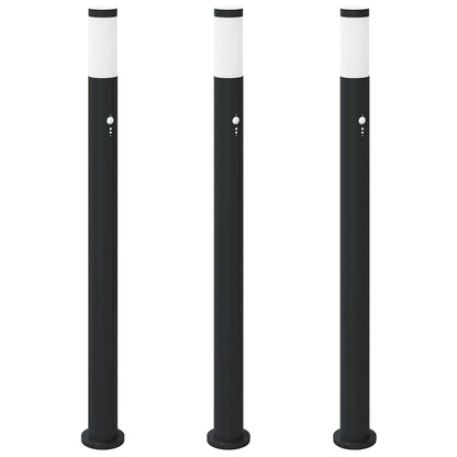 Lampioni a paletto con sensore 3 pz 110 cm Acciaio Inox IP44 | homemem39