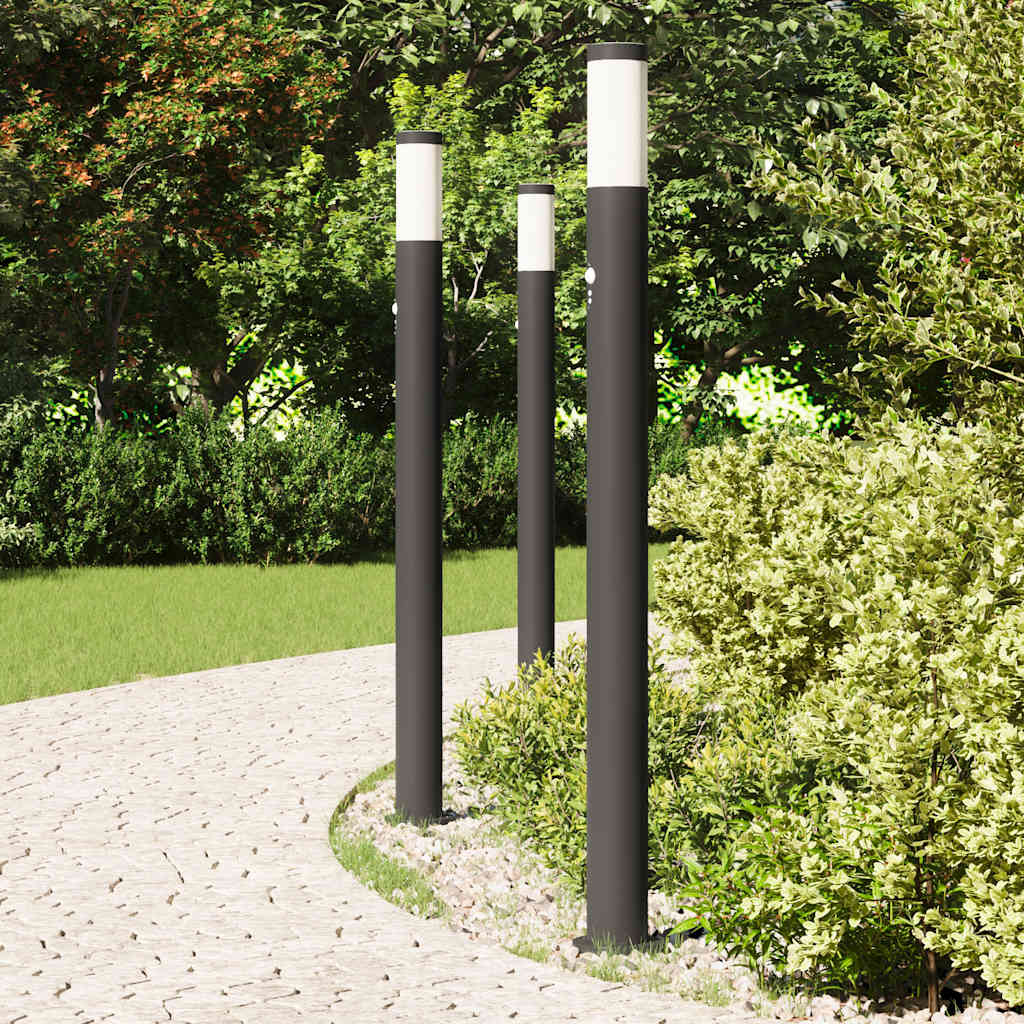 Lampioni a paletto con sensore 3 pz 110 cm Acciaio Inox IP44 | homemem39