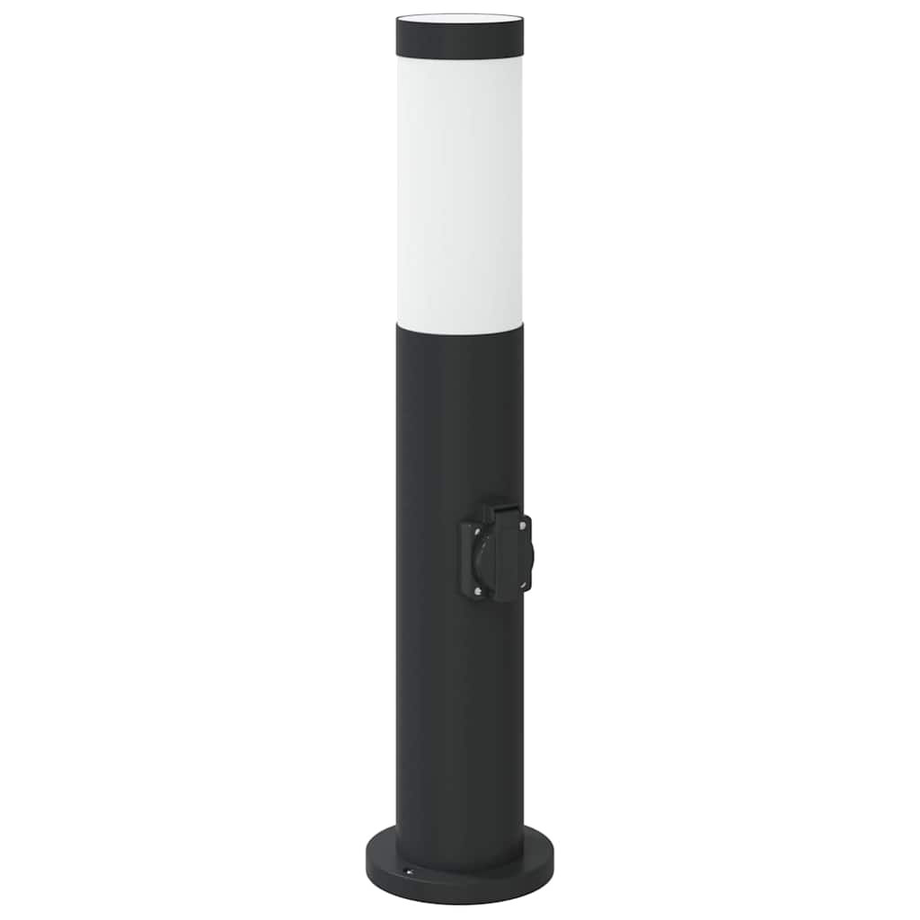 Lampada a paletto con presa elettrica 50 cm Acciaio Inox IP44