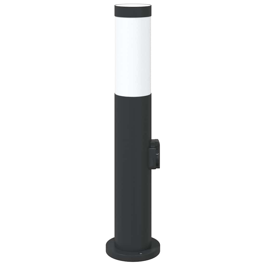 Lampada a paletto con presa elettrica 50 cm Acciaio Inox IP44