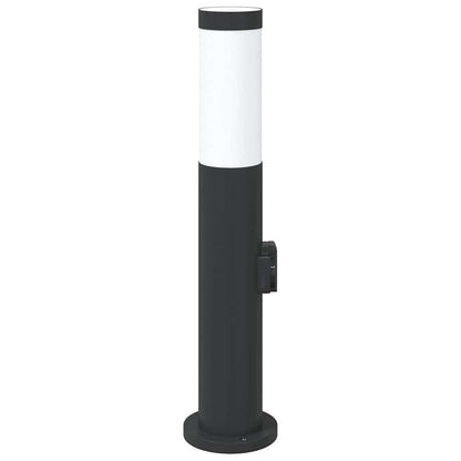 Lampada a paletto con presa elettrica 50 cm Acciaio Inox IP44
