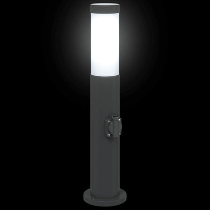 Lampada a paletto con presa elettrica 50 cm Acciaio Inox IP44 | homemem39