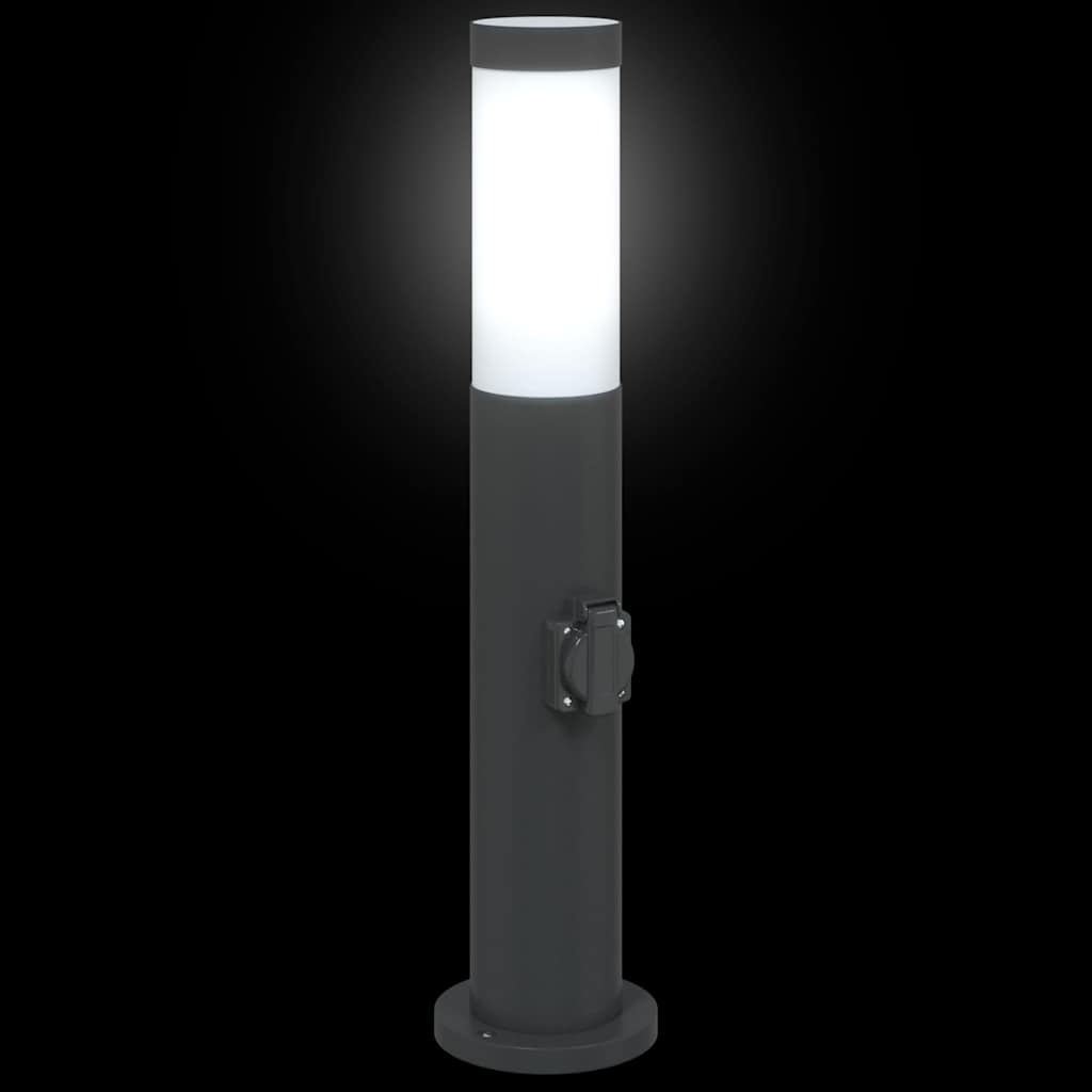Lampada a paletto con presa elettrica 50 cm Acciaio Inox IP44