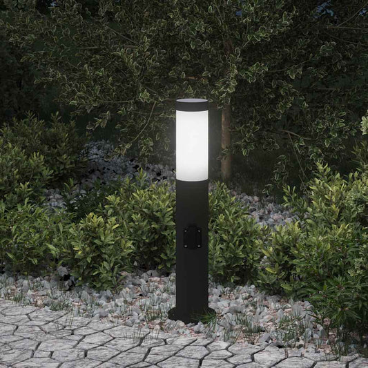Lampada a paletto con presa elettrica 50 cm Acciaio Inox IP44 | homemem39