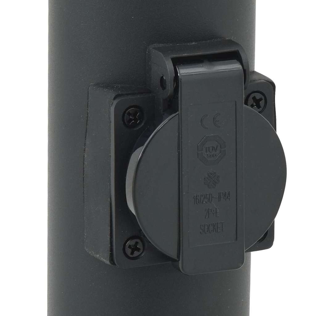 Lampioni a palo con presa elettrica 3 pz 50 cm Acciaio Inox IP44 | homemem39