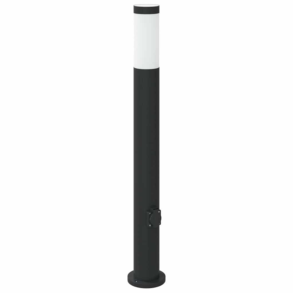 Lampada a paletto con presa elettrica 80 cm Acciaio Inox IP44