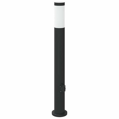 Lampada a paletto con presa elettrica 80 cm Acciaio Inox IP44