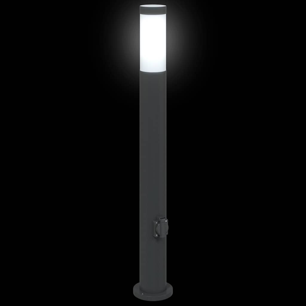 Lampioni a palo con presa elettrica 3 pz 80 cm Acciaio Inox IP44 | homemem39