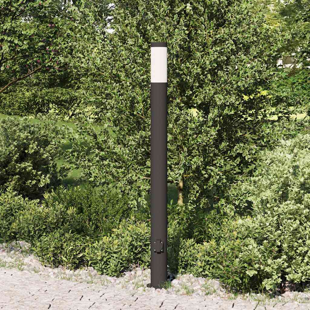 Lampada a paletto con presa elettrica 110 cm Acciaio Inox IP44
