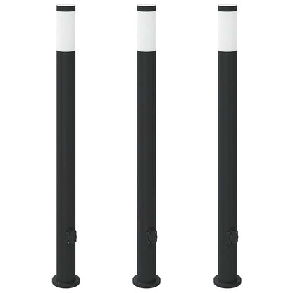 Lampioni a colonnina con presa elettrica 3 pz 110 cm Acciaio Inox IP44 | homemem39