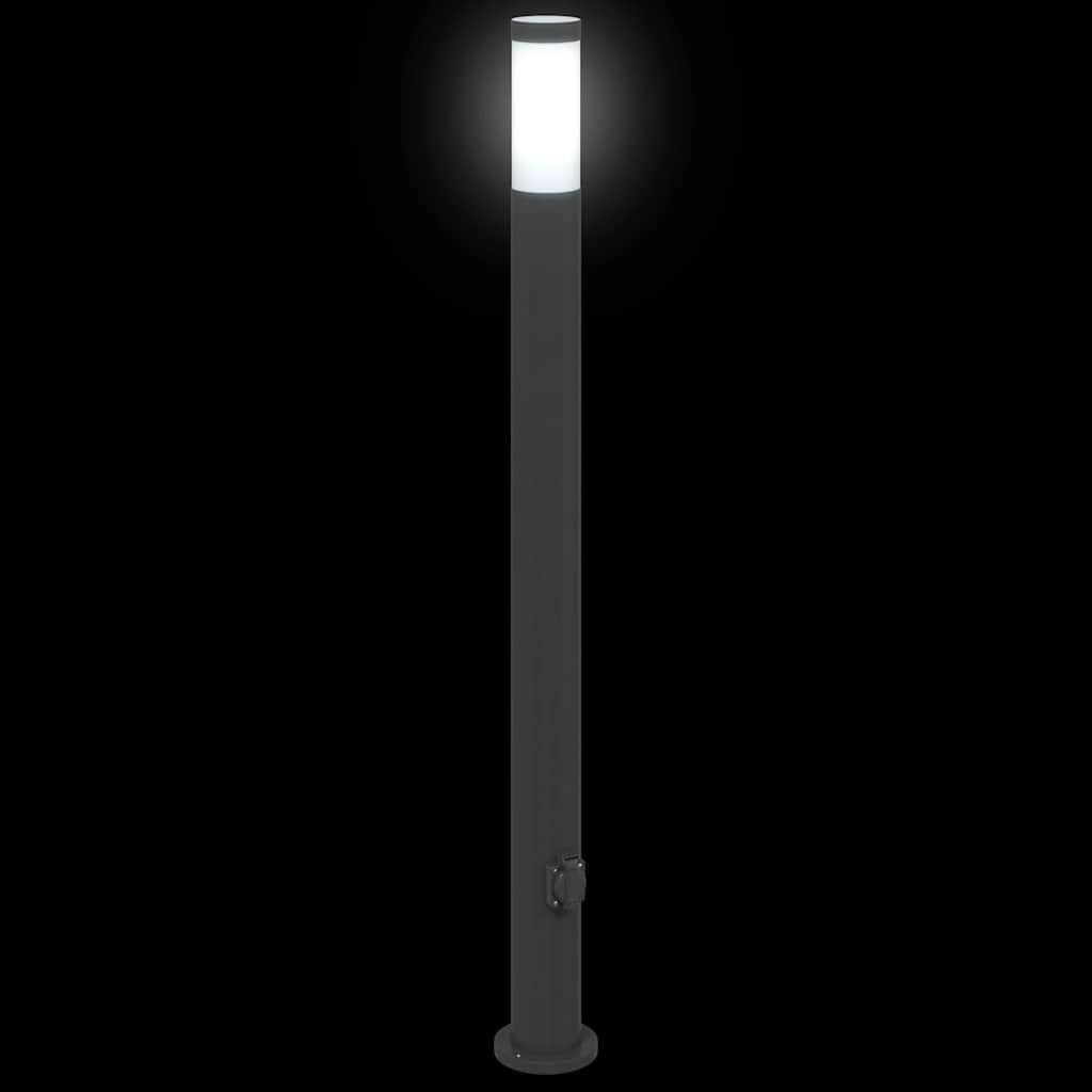 Lampioni a colonnina con presa elettrica 3 pz 110 cm Acciaio Inox IP44 | homemem39