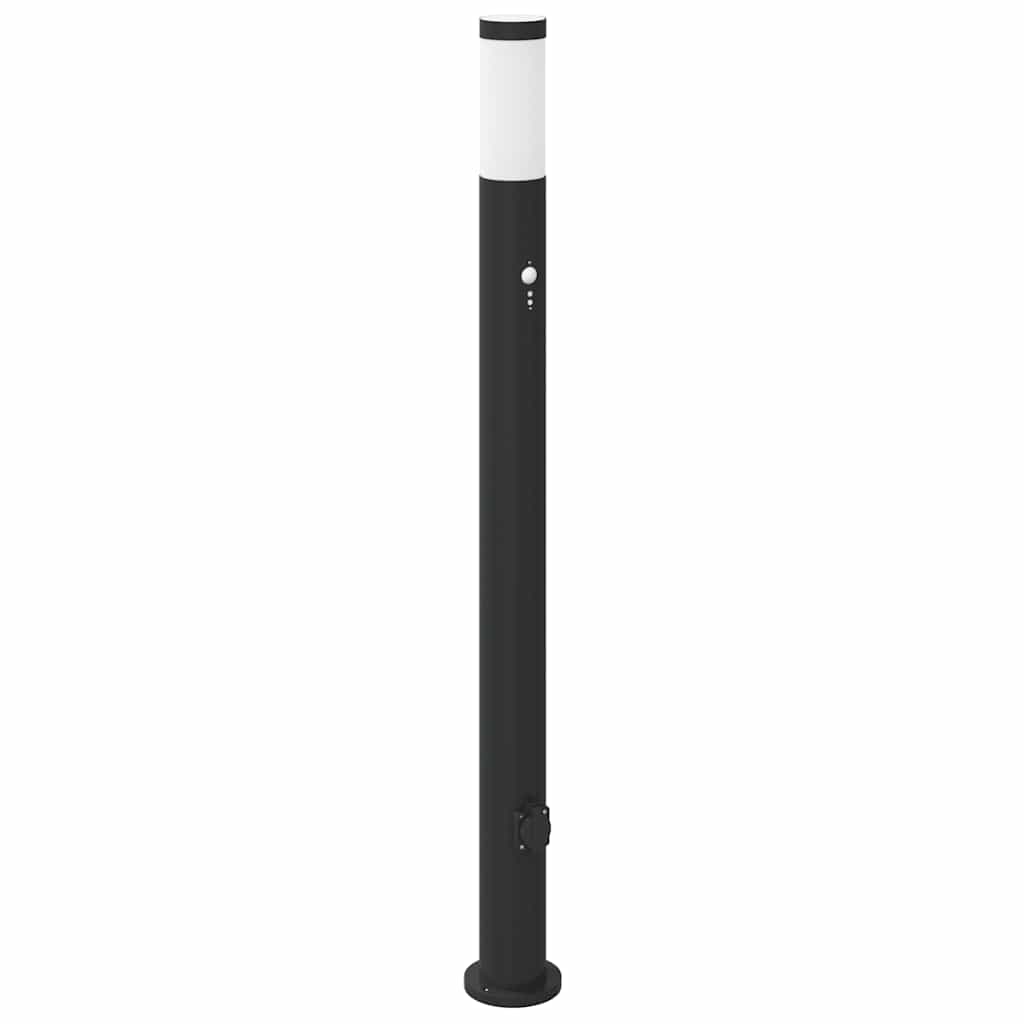 Lampada a paletto con sensore e presa 110 cm Acciaio Inox IP44 | homemem39