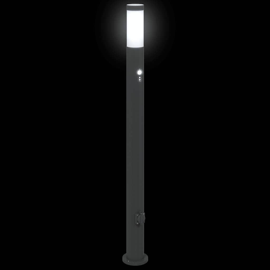 Lampada a paletto con sensore e presa 110 cm Acciaio Inox IP44 | homemem39