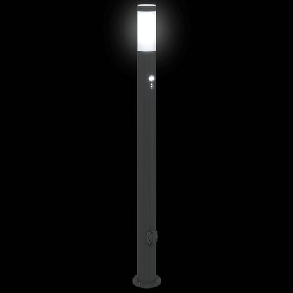 Lampada a paletto con sensore e presa 110 cm Acciaio Inox IP44 | homemem39