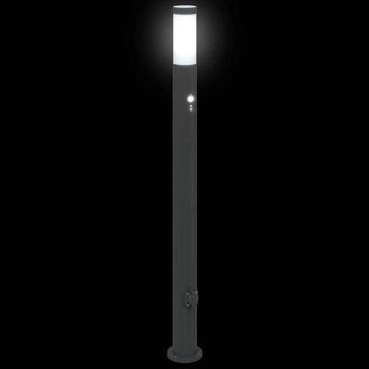 Lampioni a dissuasore con sensore e presa 3 pz 110 cm Acciaio Inox IP44 | homemem39